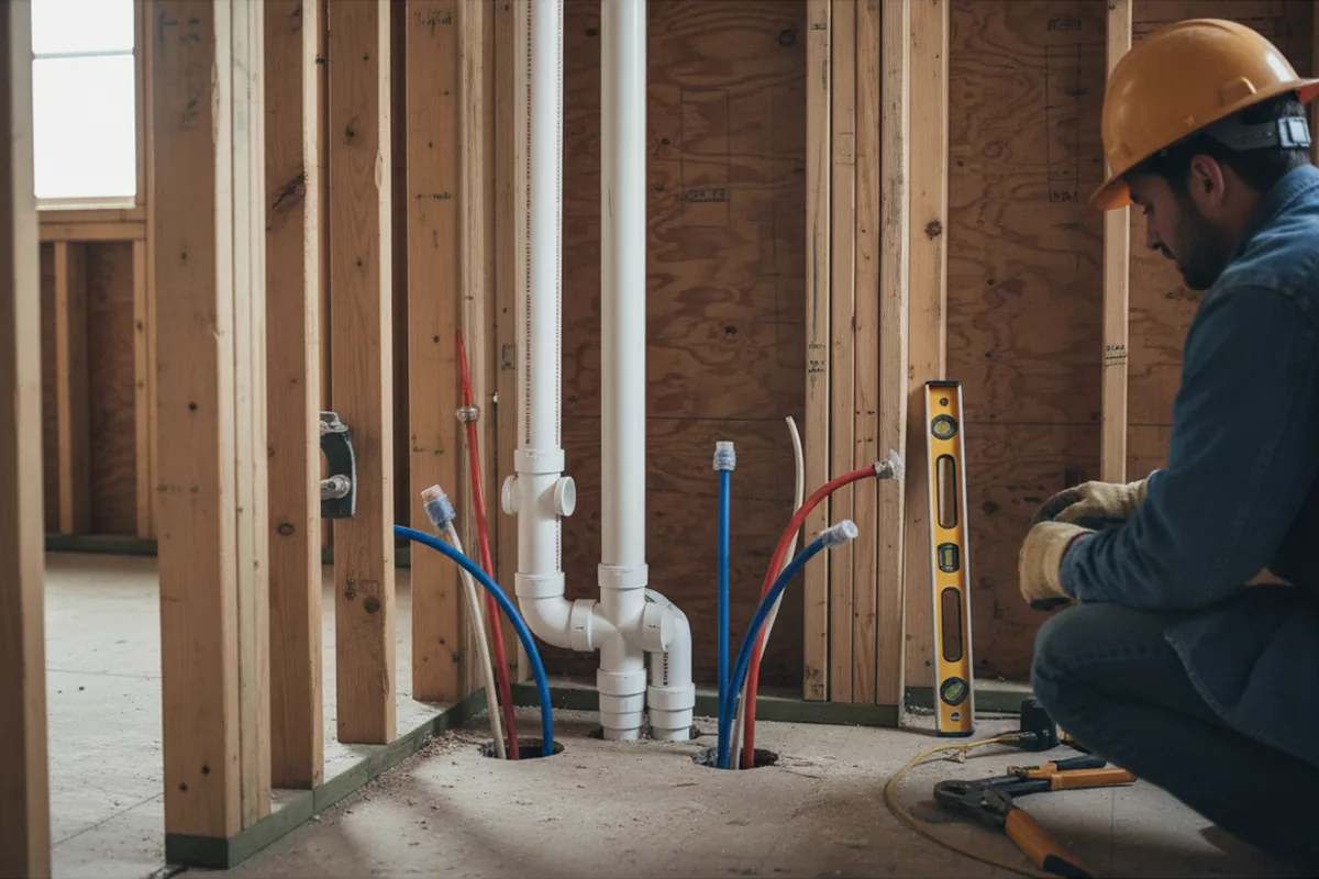 Drain and supply rough-in during Drain Cleaning in East Quogue